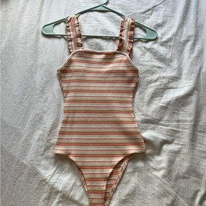 Peach Striped Body Suit